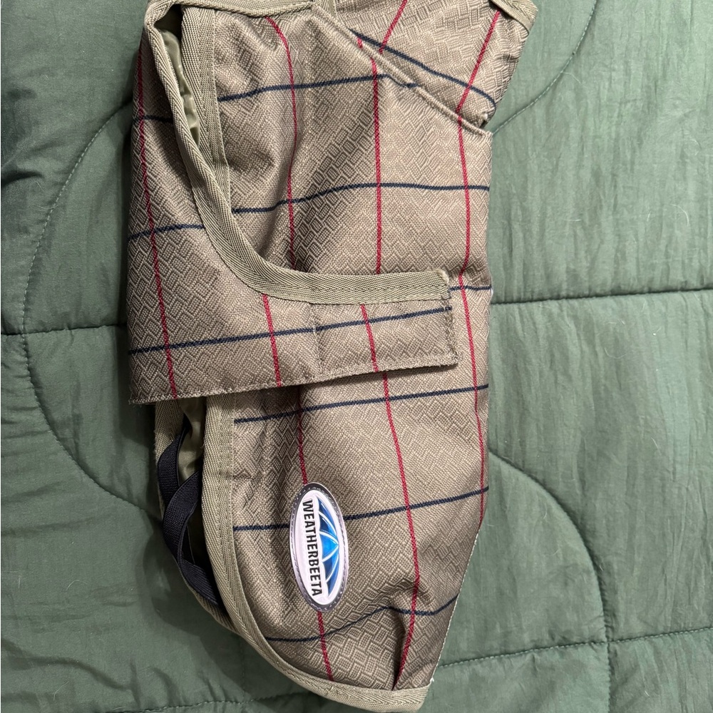 NWOT Weatherbeeta Olive Plaid Dog Coat